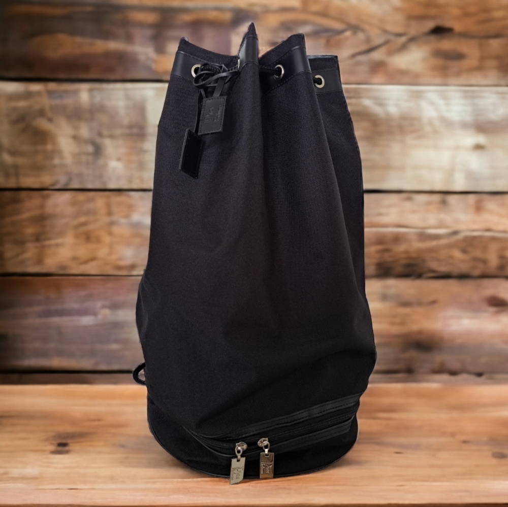 Black canvas travel backpack travel Dior bag